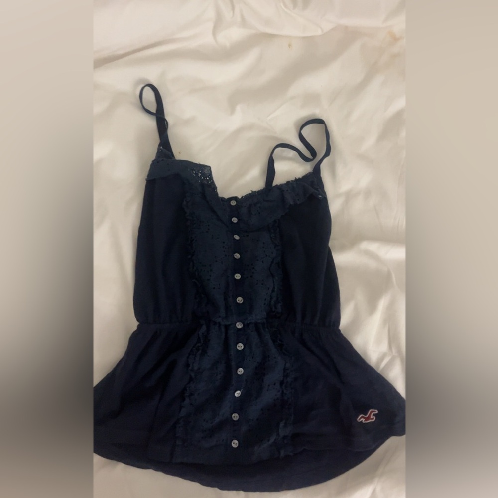 Hollister Dark Blue Button-Up Women's Blouse